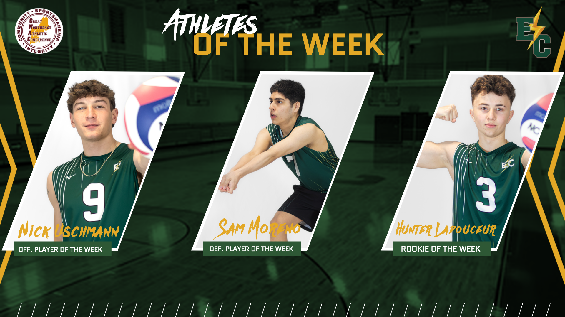 Three Blazers Earn GNAC Weekly Awards in Men's Volleyball